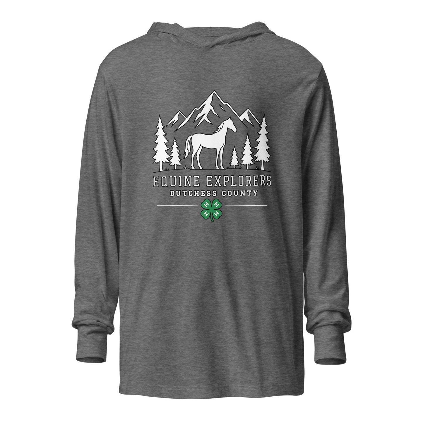 Performance | Hooded Long Sleeve T Shirt | Equine Explorers | Dutchess Crest Trailblazers Logo