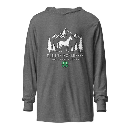 Performance | Hooded Long Sleeve T Shirt | Equine Explorers | Dutchess Crest Trailblazers Logo