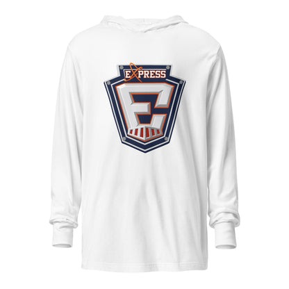 Performance | Hooded Long Sleeve T Shirt | Erie Express Football | E Badge Logo