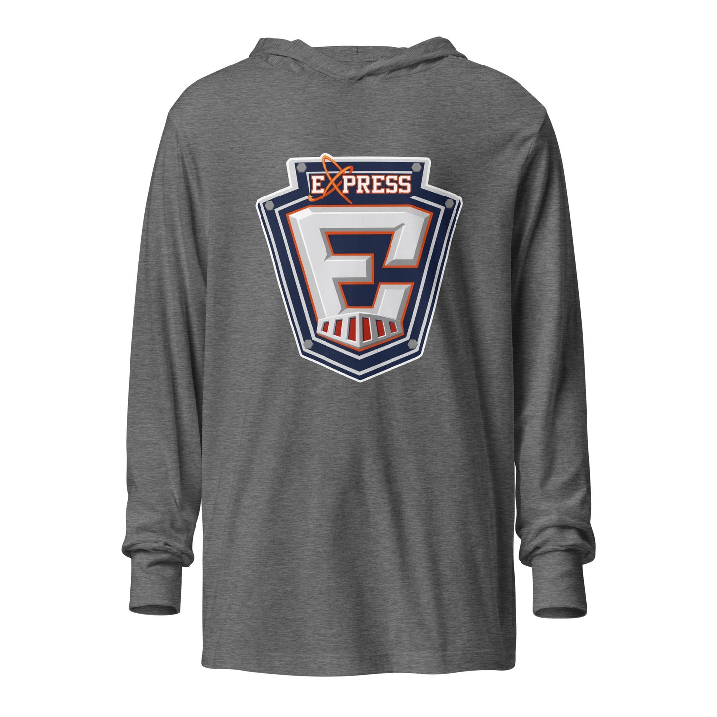 Performance | Hooded Long Sleeve T Shirt | Erie Express Football | E Badge Logo