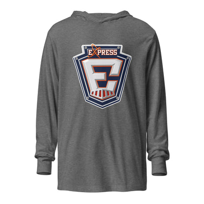 Performance | Hooded Long Sleeve T Shirt | Erie Express Football | E Badge Logo
