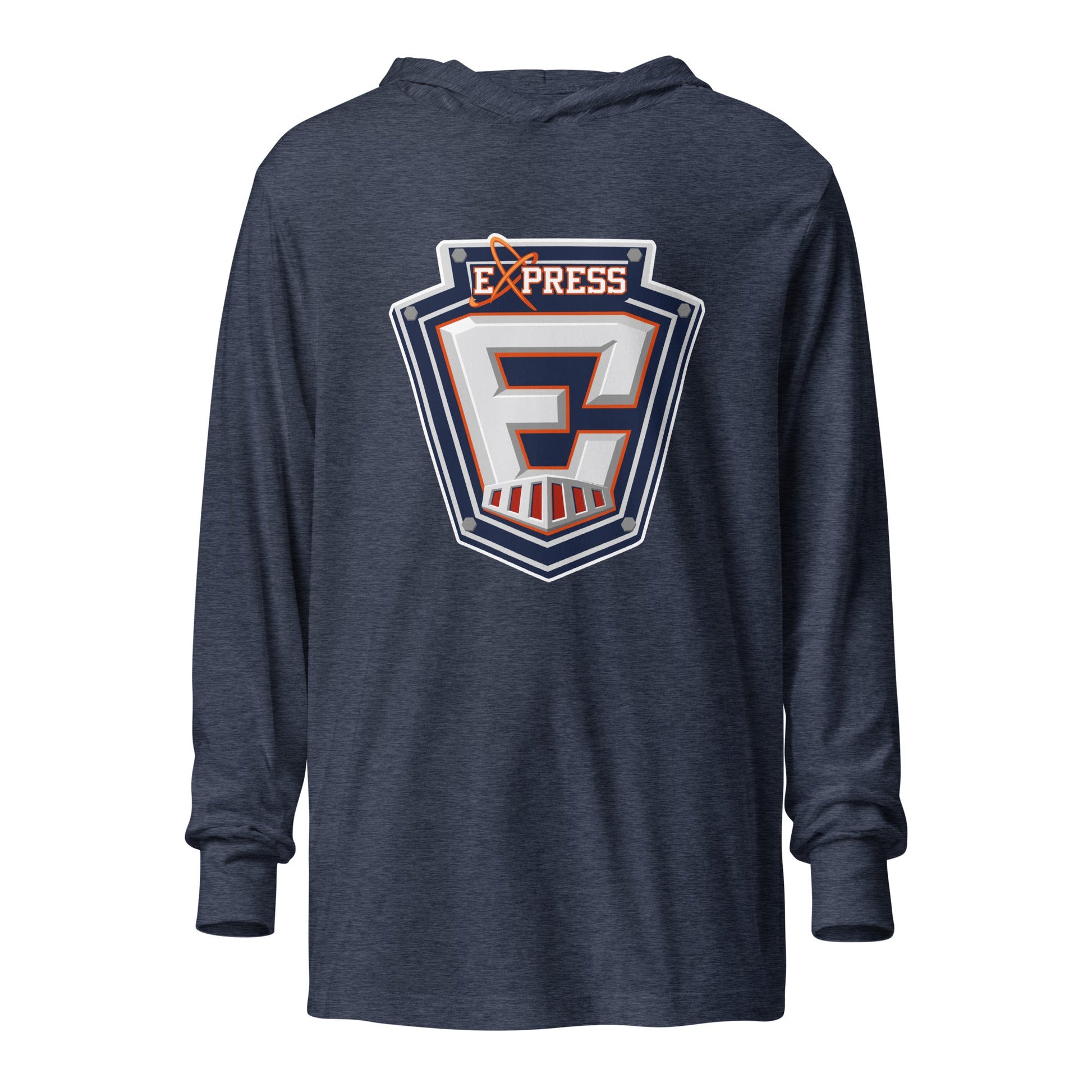 Performance | Hooded Long Sleeve T Shirt | Erie Express Football | E Badge Logo