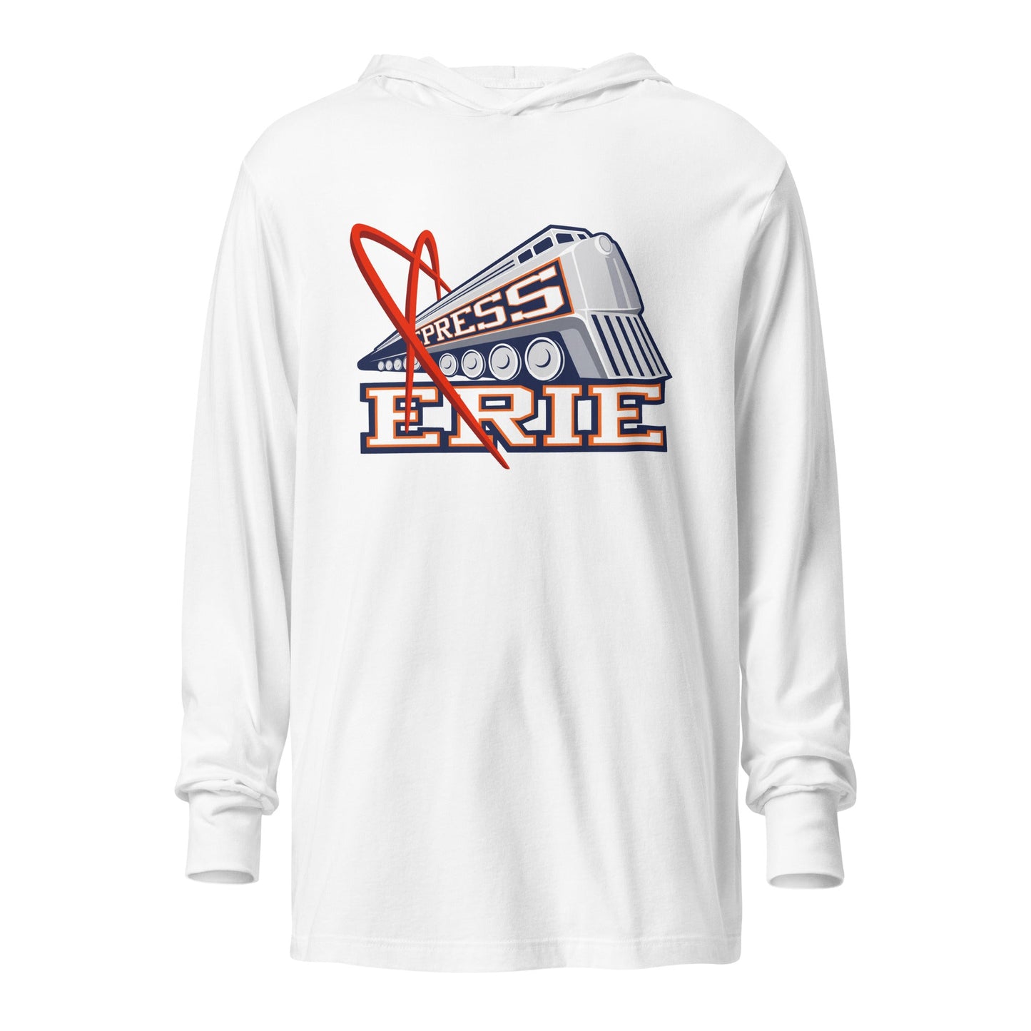 Performance | Hooded Long Sleeve T Shirt | Erie Express Football | Locomotive Logo