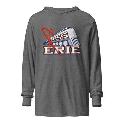 Performance | Hooded Long Sleeve T Shirt | Erie Express Football | Locomotive Logo