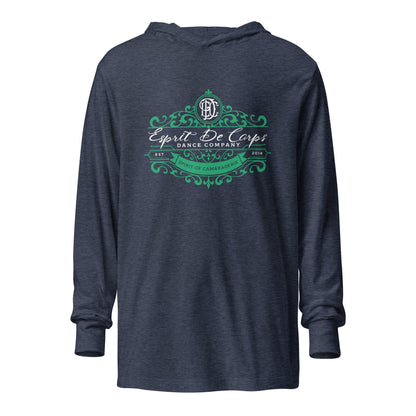 Performance | Hooded Long Sleeve T Shirt | Esprit de Corps Dance Co., LLC | Crest Logo