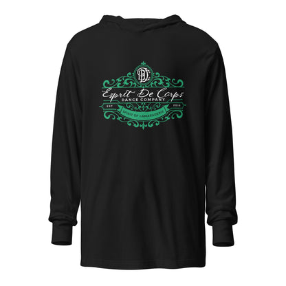 Performance | Hooded Long Sleeve T Shirt | Esprit de Corps Dance Co., LLC | Crest Logo