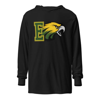 Performance | Hooded Long Sleeve T Shirt | Evergreen Junior High | Mascot Logo