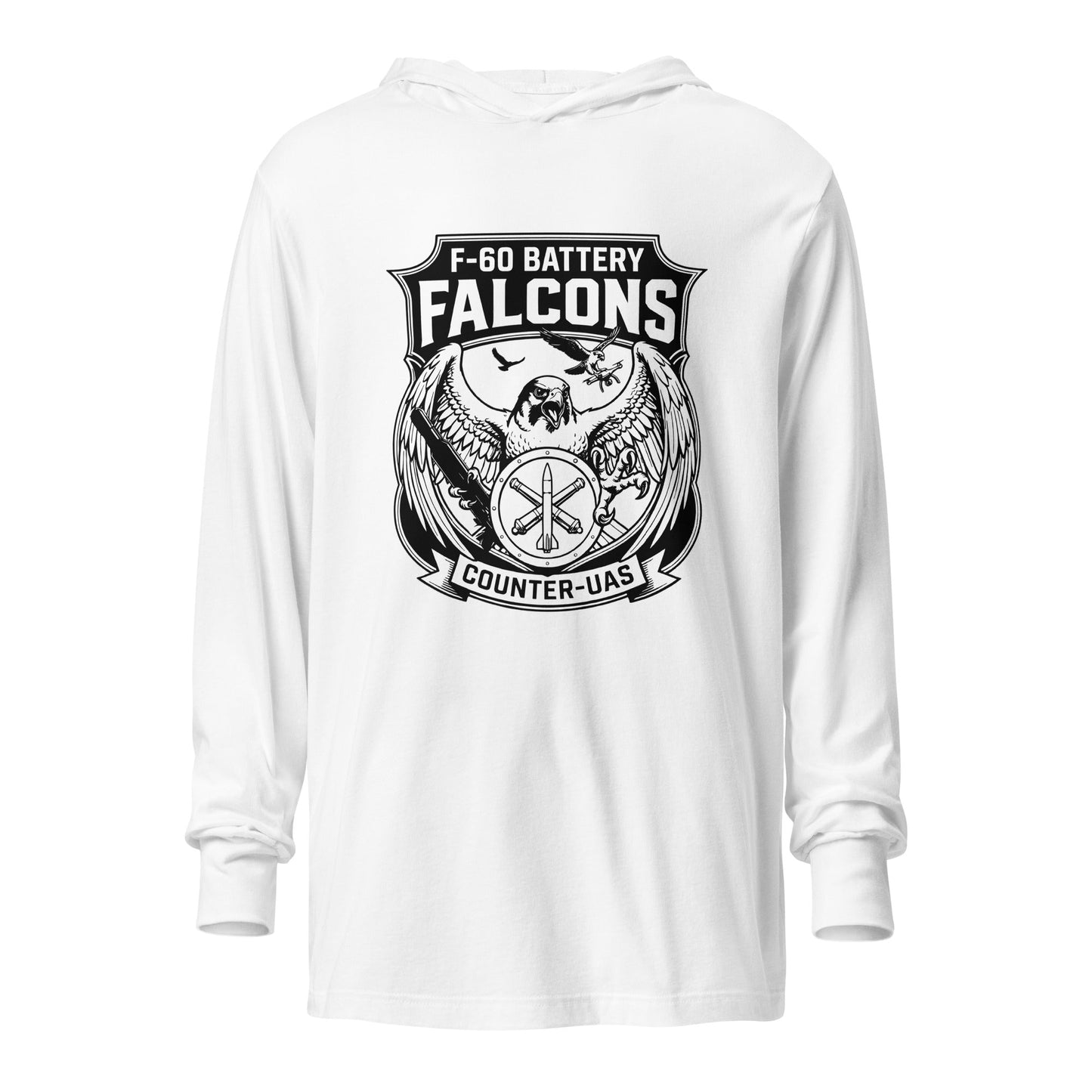 Performance | Hooded Long Sleeve T Shirt | F - 60th ADA | Falcon Shield Logo