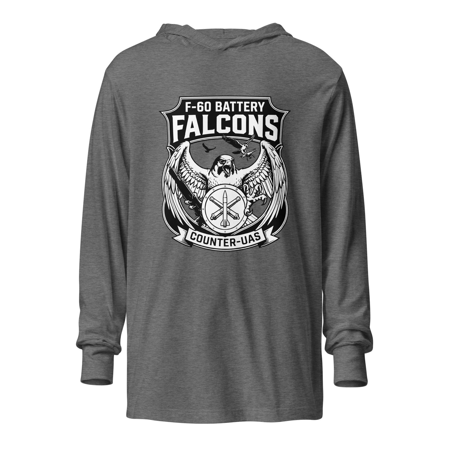 Performance | Hooded Long Sleeve T Shirt | F - 60th ADA | Falcon Shield Logo