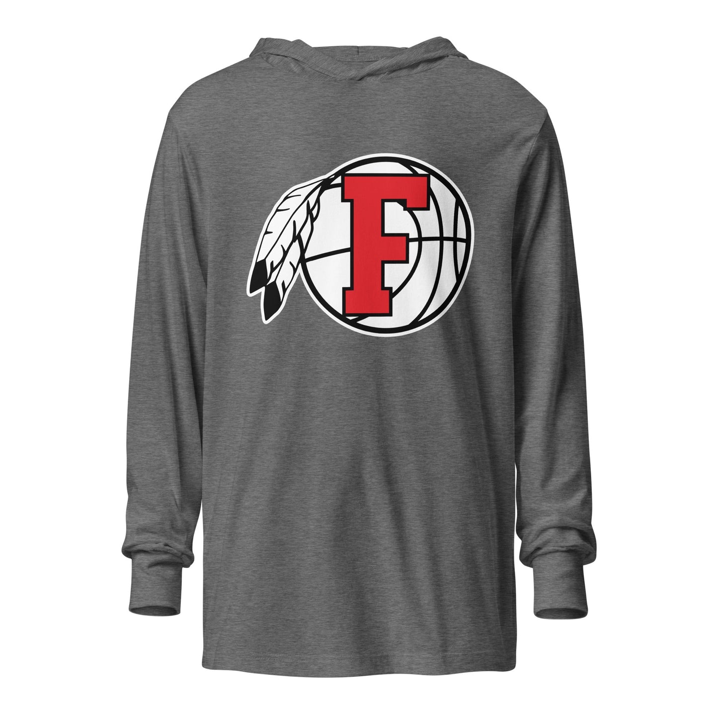 Performance | Hooded Long Sleeve T Shirt | Fallbrook Basketball | Retro Logo