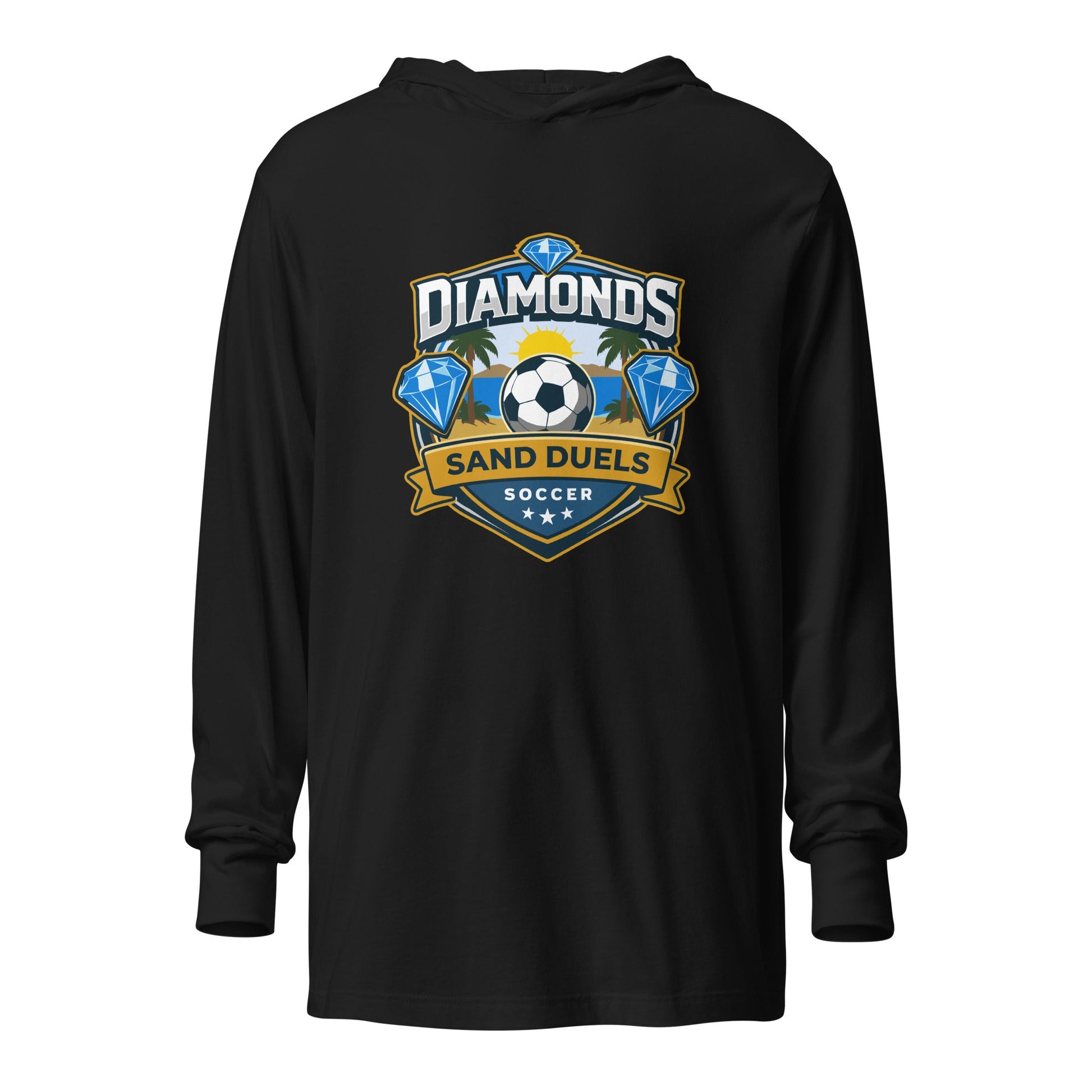 Performance | Hooded Long Sleeve T Shirt | FC Charles: Diamonds | Crest Logo