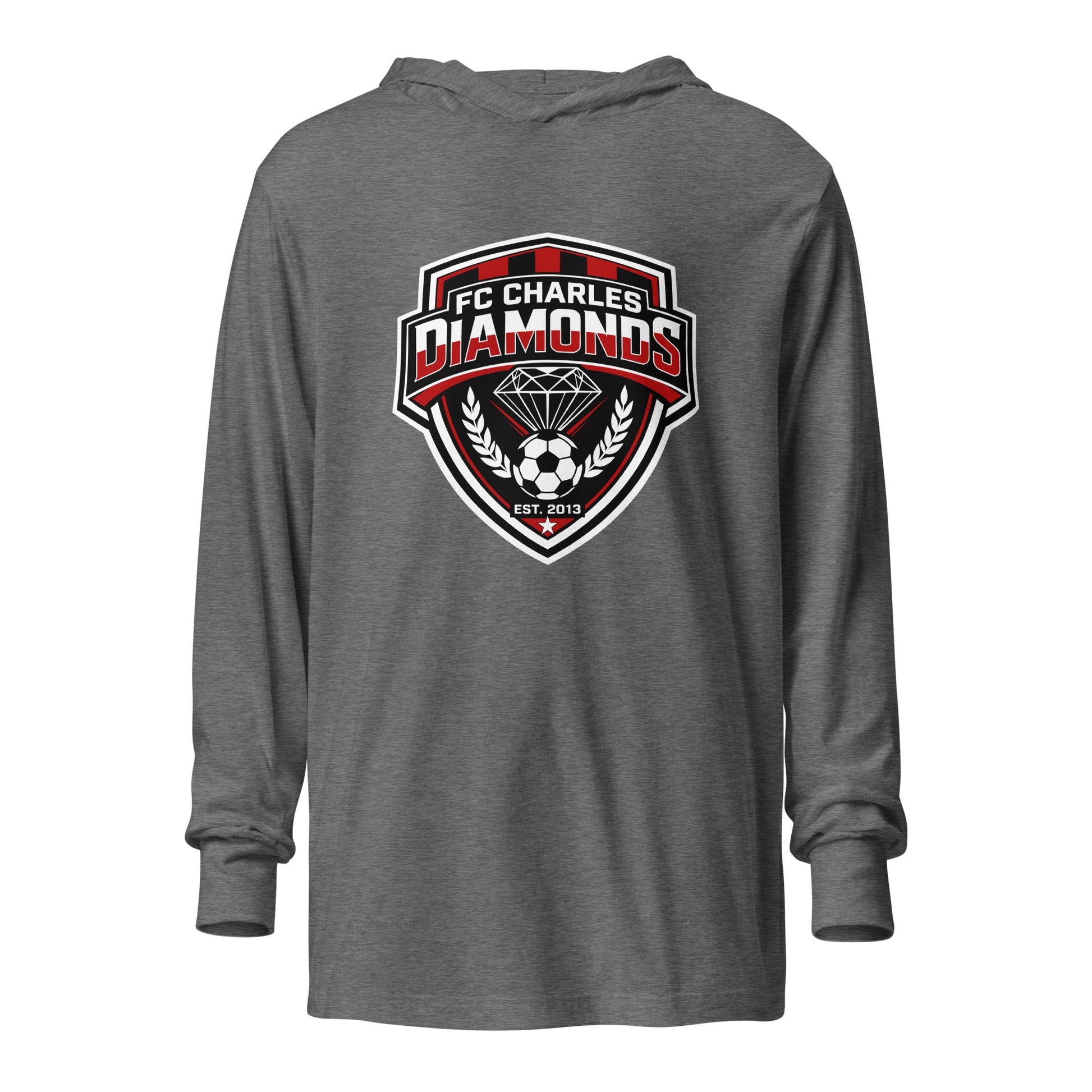 Performance | Hooded Long Sleeve T Shirt | FC Charles: Diamonds | Emblem Logo