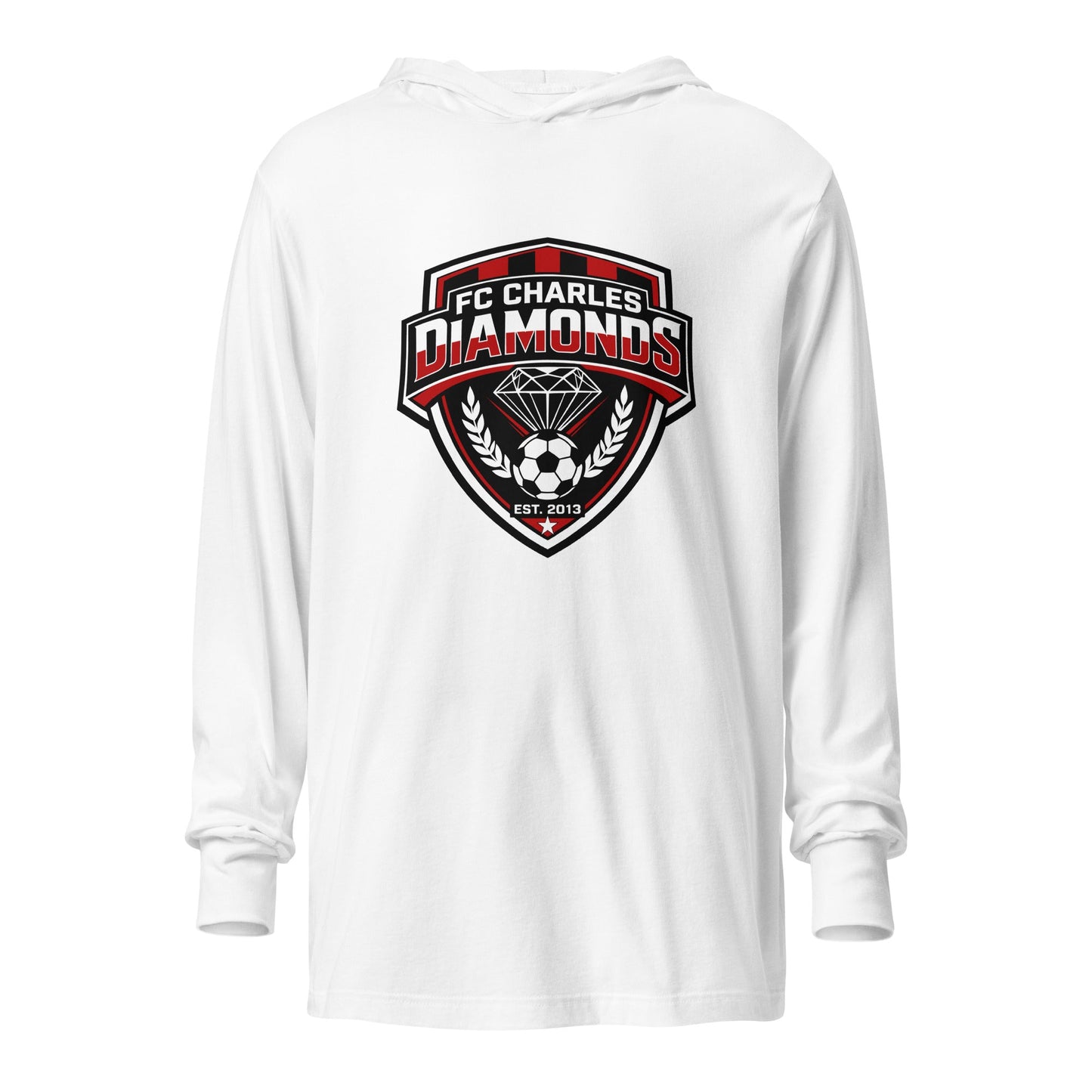 Performance | Hooded Long Sleeve T Shirt | FC Charles: Diamonds | Emblem Logo