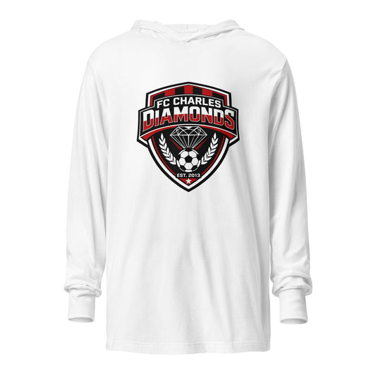 Performance | Hooded Long Sleeve T Shirt | FC Charles: Diamonds | Emblem Logo