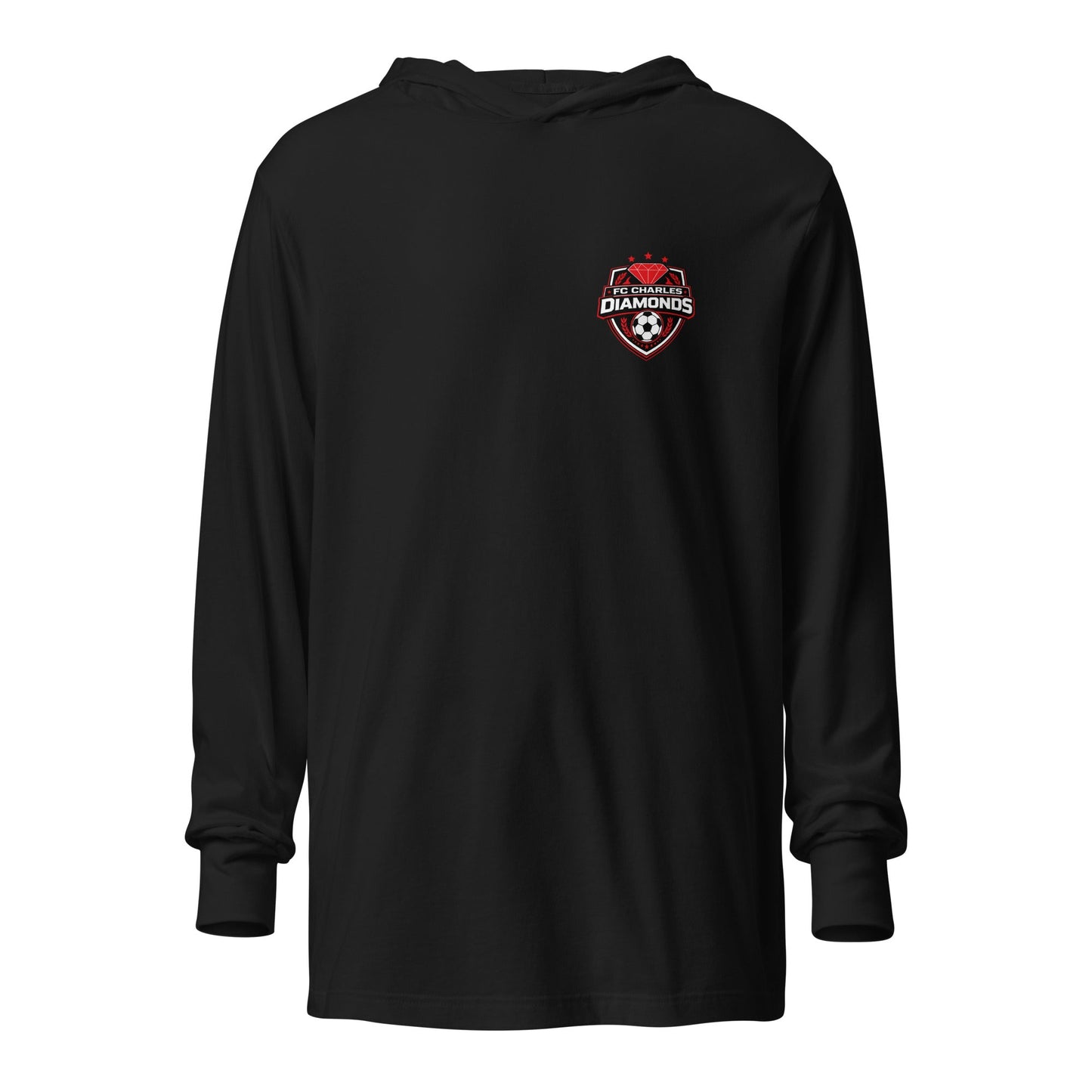 Performance | Hooded Long Sleeve T Shirt | FC Charles: Diamonds | Shield Logo