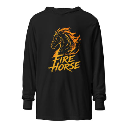 Performance | Hooded Long Sleeve T Shirt | Fire Horse Masters | Emblem Logo