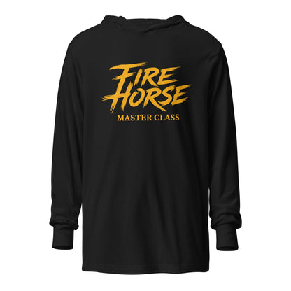 Performance | Hooded Long Sleeve T Shirt | Fire Horse Masters | Modern Script Logo