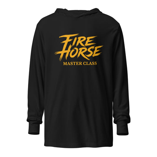 Performance | Hooded Long Sleeve T Shirt | Fire Horse Masters | Modern Script Logo