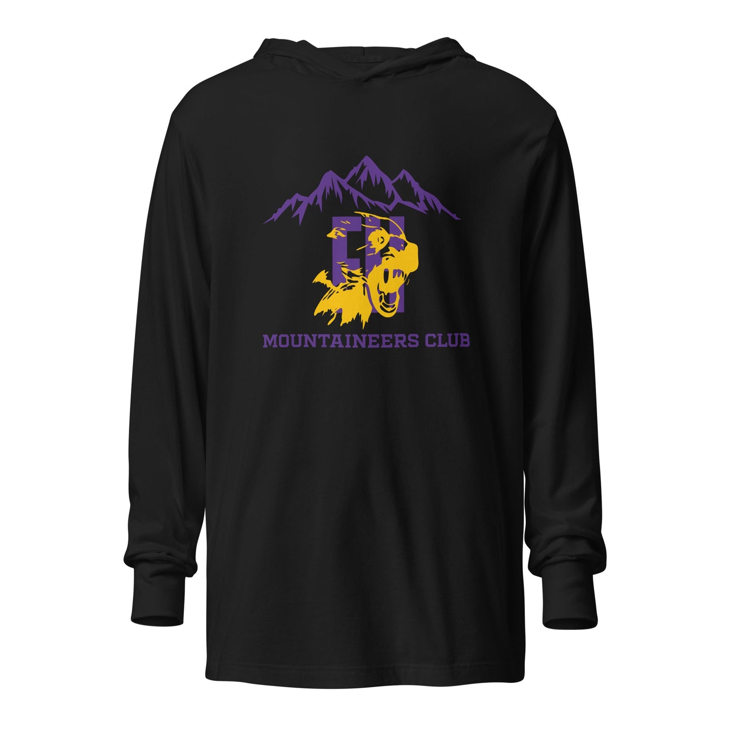 Performance | Hooded Long Sleeve T Shirt | Friday Harbor High School Mountaineers Club | Mountaineers Logo