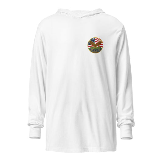 Performance | Hooded Long Sleeve T Shirt | Georgia State Society Children of the American Revolution | Badge Logo