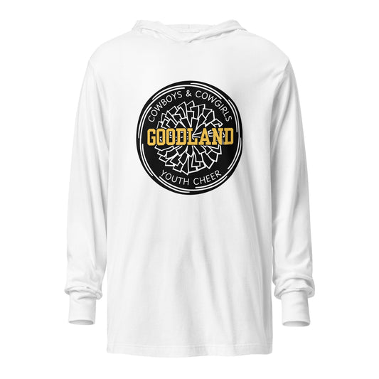 Performance | Hooded Long Sleeve T Shirt | Goodland Youth Cheer | Badge Logo