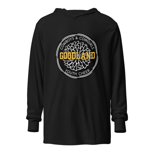 Performance | Hooded Long Sleeve T Shirt | Goodland Youth Cheer | Badge Logo