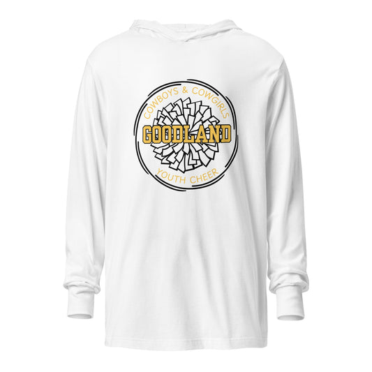 Performance | Hooded Long Sleeve T Shirt | Goodland Youth Cheer | Crest Logo