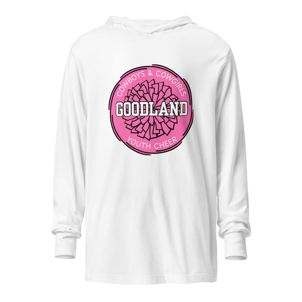 Performance | Hooded Long Sleeve T Shirt | Goodland Youth Cheer | Vanguard Logo