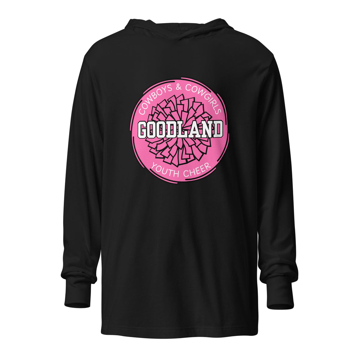 Performance | Hooded Long Sleeve T Shirt | Goodland Youth Cheer | Vanguard Logo