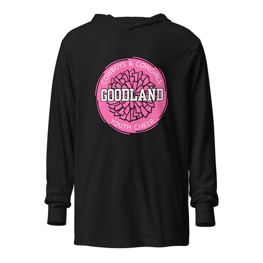 Performance | Hooded Long Sleeve T Shirt | Goodland Youth Cheer | Vanguard Logo