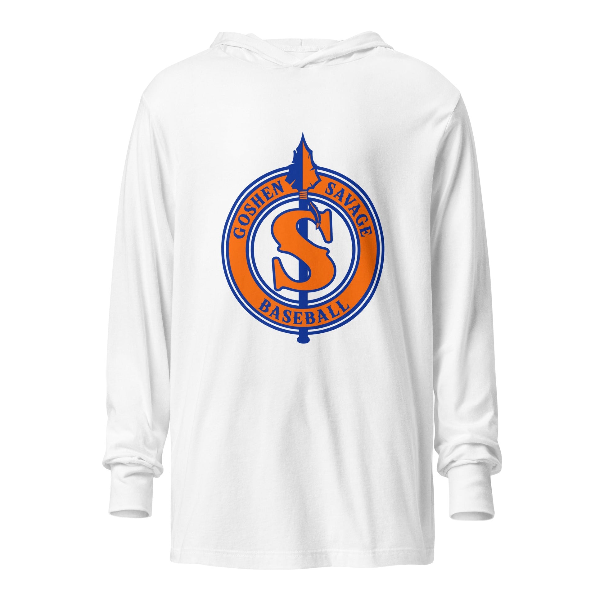 Performance | Hooded Long Sleeve T Shirt | Goshen Savage Baseball | Badge Logo