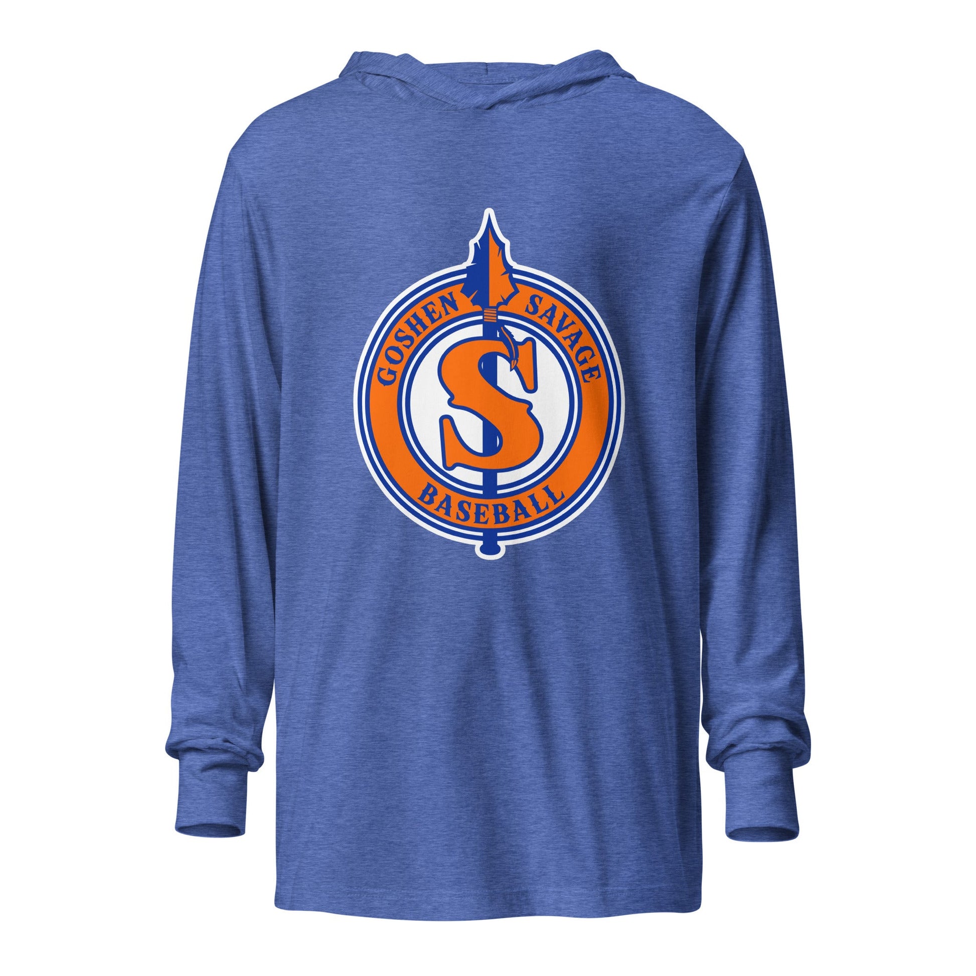 Performance | Hooded Long Sleeve T Shirt | Goshen Savage Baseball | Badge Logo