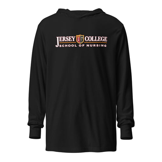 Performance | Hooded Long Sleeve T Shirt | Grand View University Nursing | Emblem Logo