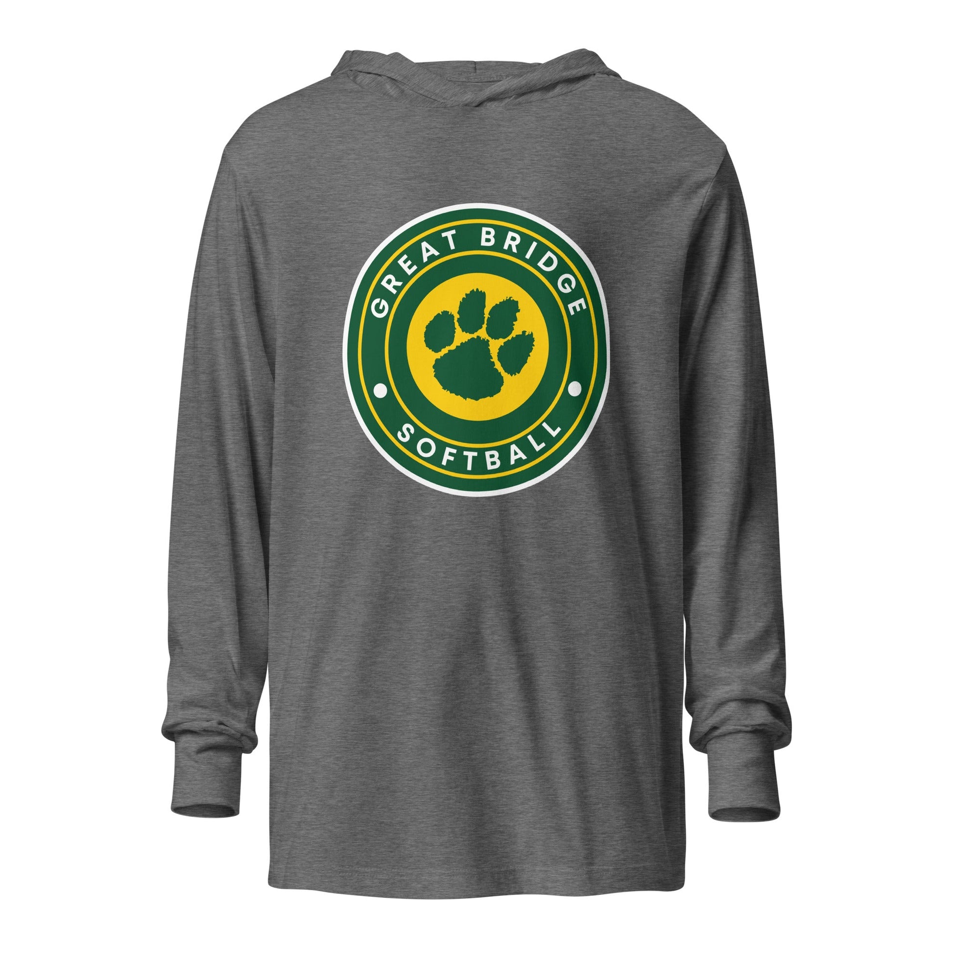 Performance | Hooded Long Sleeve T Shirt | Great Bridge Softball Booster | Badge Logo