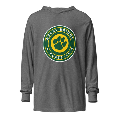 Performance | Hooded Long Sleeve T Shirt | Great Bridge Softball Booster | Badge Logo