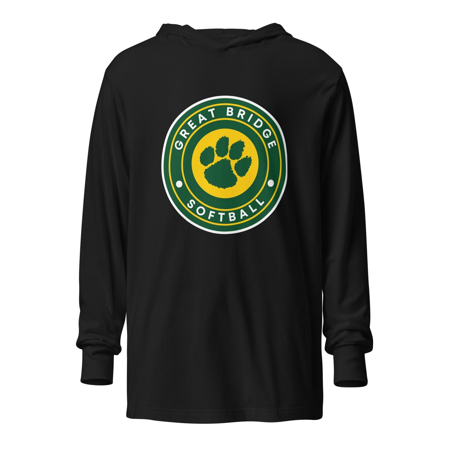 Performance | Hooded Long Sleeve T Shirt | Great Bridge Softball Booster | Badge Logo