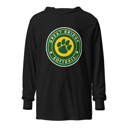 Performance | Hooded Long Sleeve T Shirt | Great Bridge Softball Booster | Badge Logo
