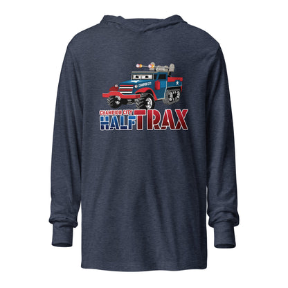 Performance | Hooded Long Sleeve T Shirt | Half Trax Baseball | Mascot Logo