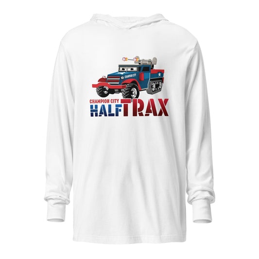 Performance | Hooded Long Sleeve T Shirt | Half Trax Baseball | Mascot Logo