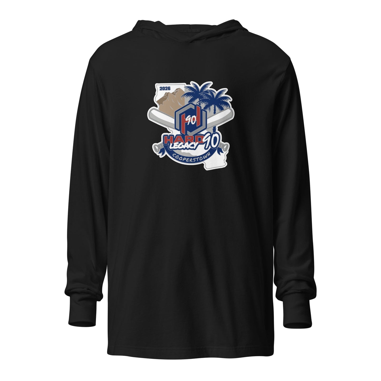 Performance | Hooded Long Sleeve T Shirt | Hard 90 Legacy | Badge Logo