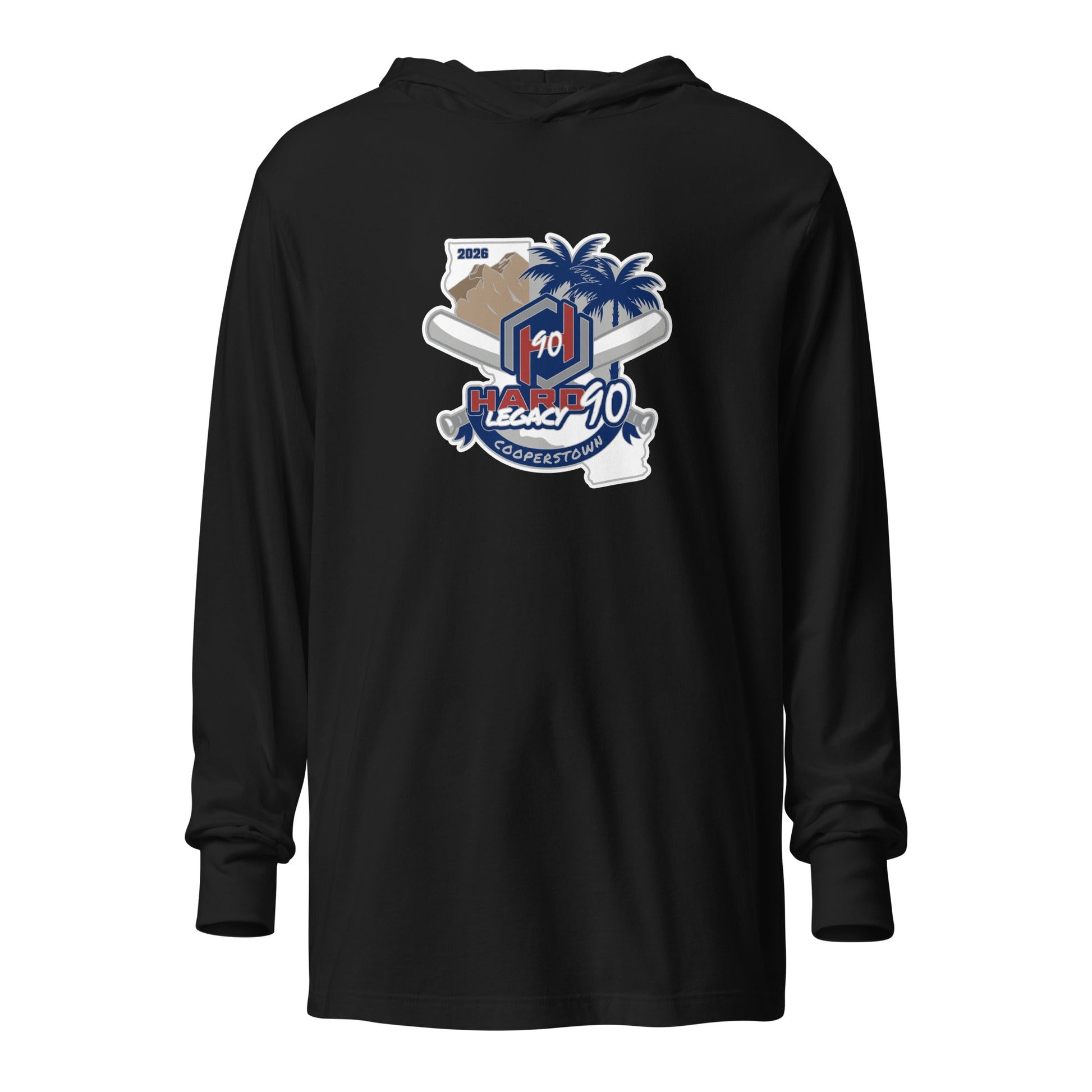 Performance | Hooded Long Sleeve T Shirt | Hard 90 Legacy | Badge Logo