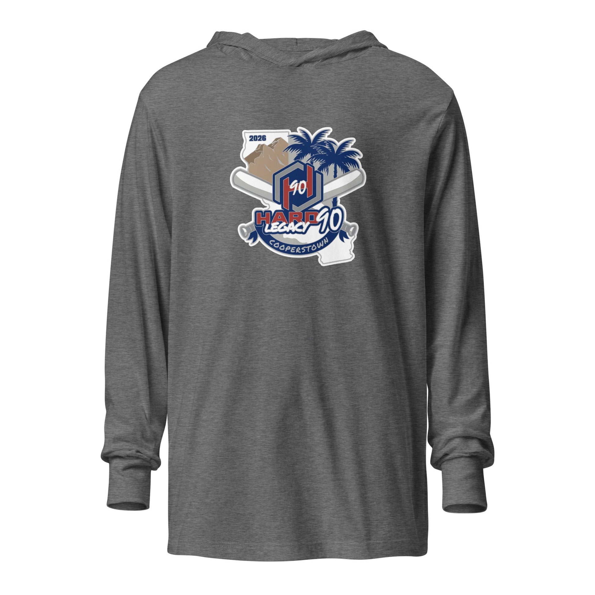 Performance | Hooded Long Sleeve T Shirt | Hard 90 Legacy | Badge Logo