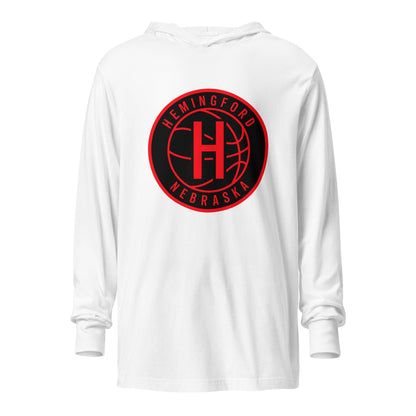 Performance | Hooded Long Sleeve T Shirt | Hemingford Bobcats | Badge Logo
