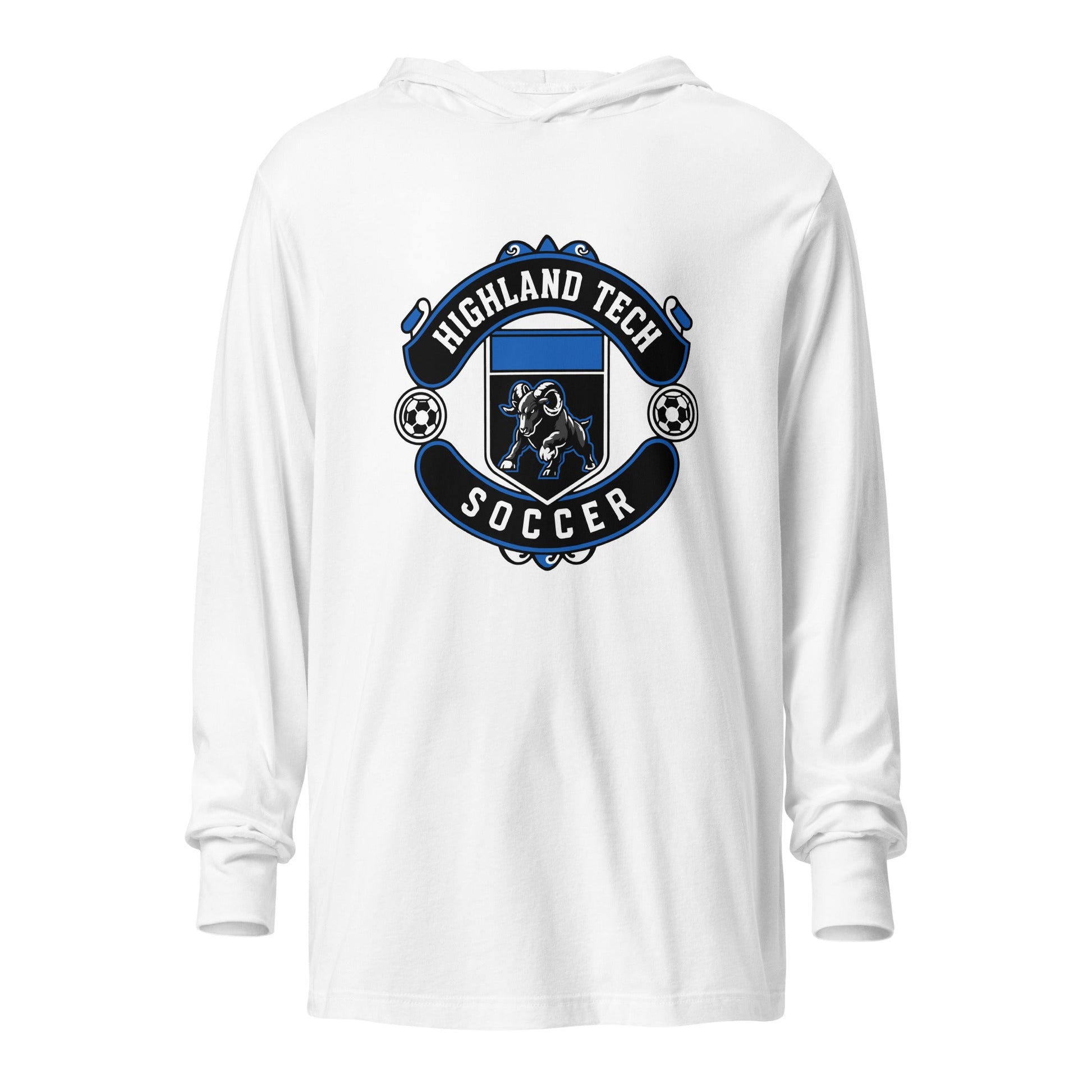 Performance | Hooded Long Sleeve T Shirt | Highland Soccer | Emblem Logo
