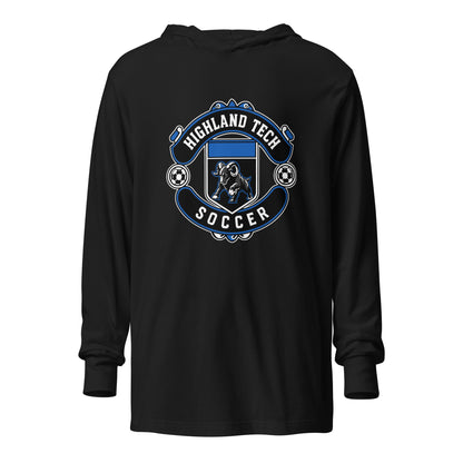 Performance | Hooded Long Sleeve T Shirt | Highland Soccer | Emblem Logo