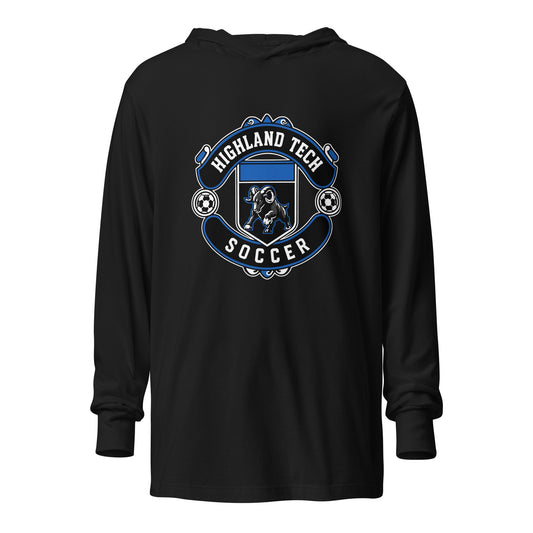 Performance | Hooded Long Sleeve T Shirt | Highland Soccer | Emblem Logo