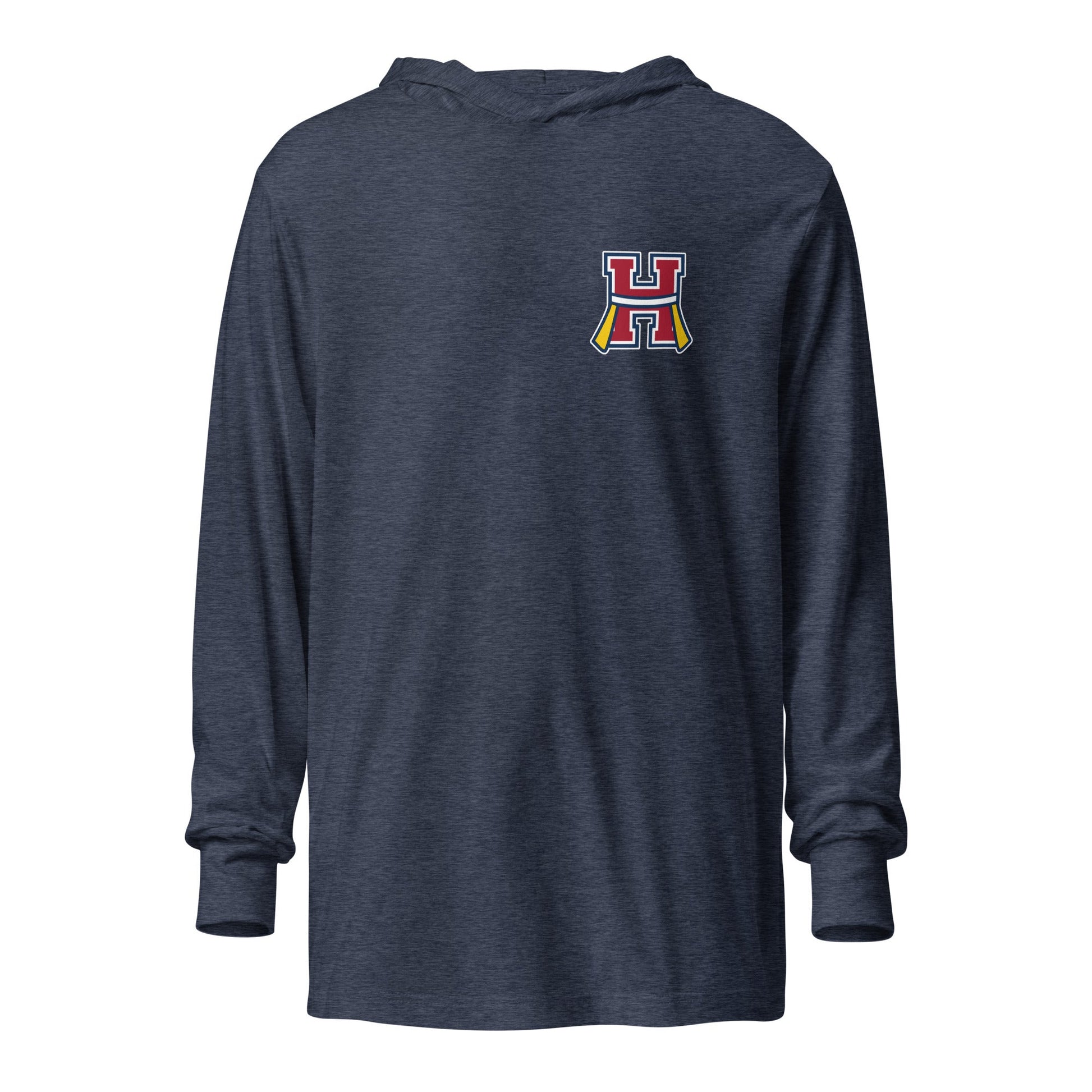 Performance | Hooded Long Sleeve T Shirt | Hornell Flag Football | H Flags Logo