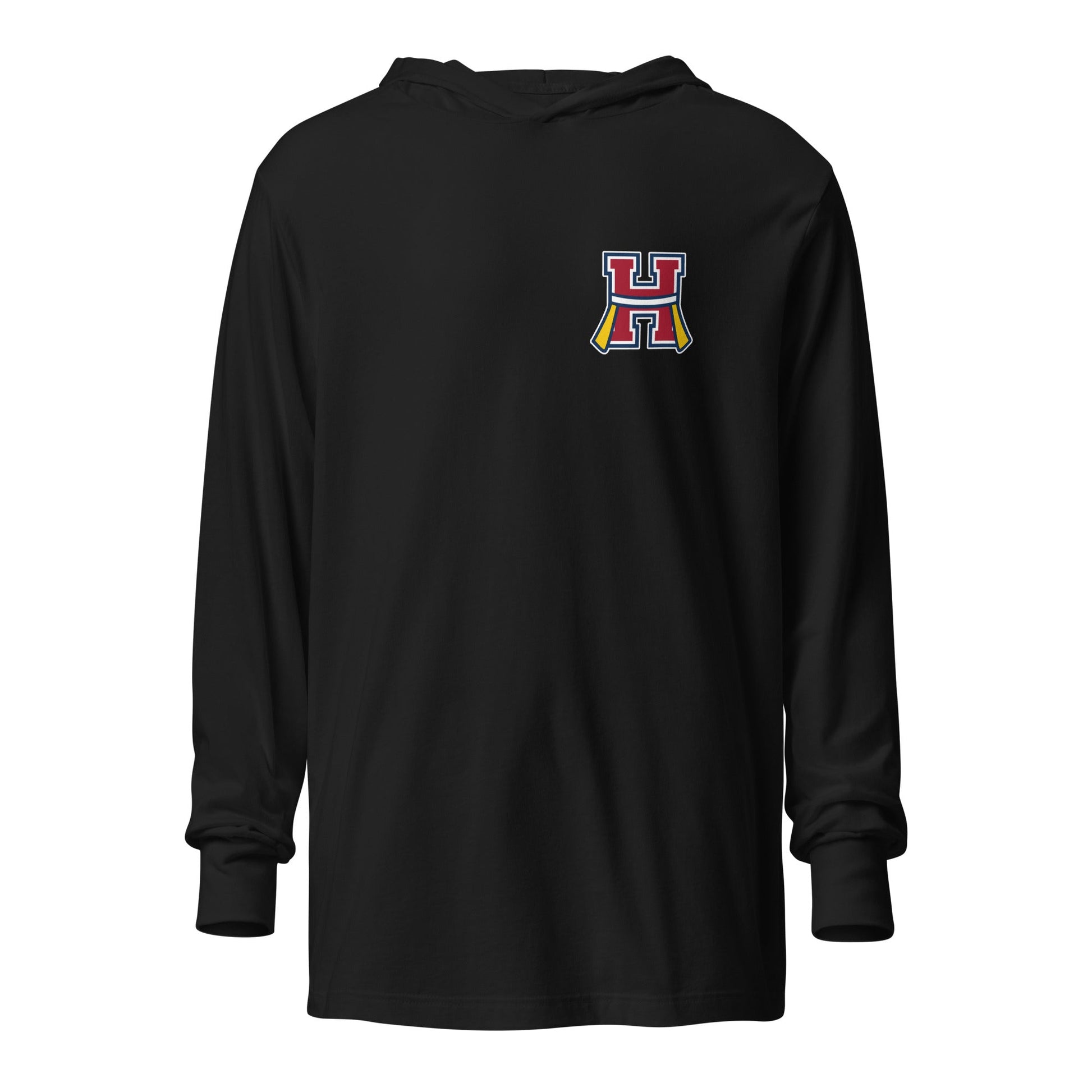Performance | Hooded Long Sleeve T Shirt | Hornell Flag Football | H Flags Logo