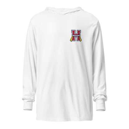Performance | Hooded Long Sleeve T Shirt | Hornell Flag Football | H Flags Logo