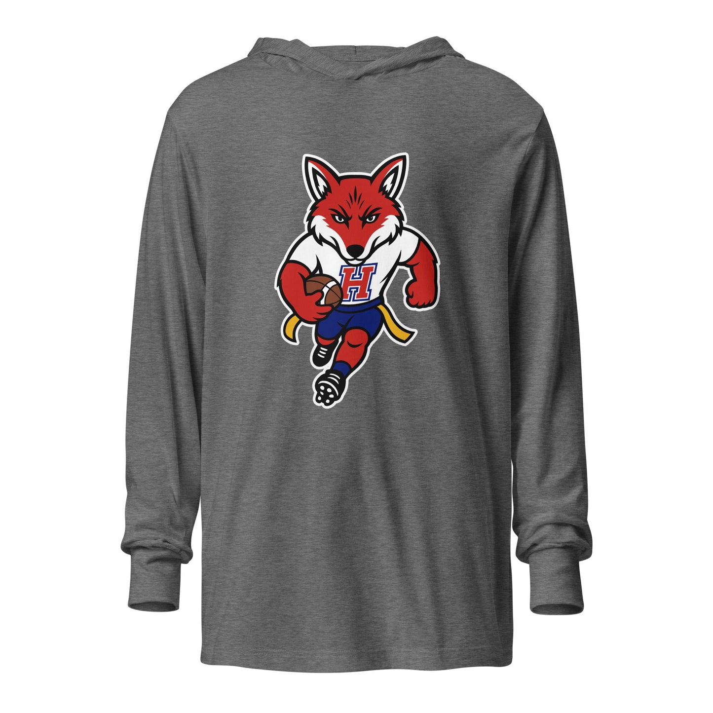 Performance | Hooded Long Sleeve T Shirt | Hornell Flag Football | Mascot Logo
